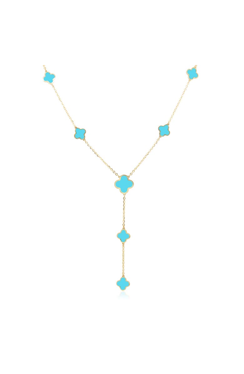 The Lovery Fine Jewelry Turquoise Clover Station Lariat Necklace, Main, color, Turquoise