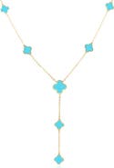 The Lovery Fine Jewelry Turquoise Clover Station Lariat Necklace