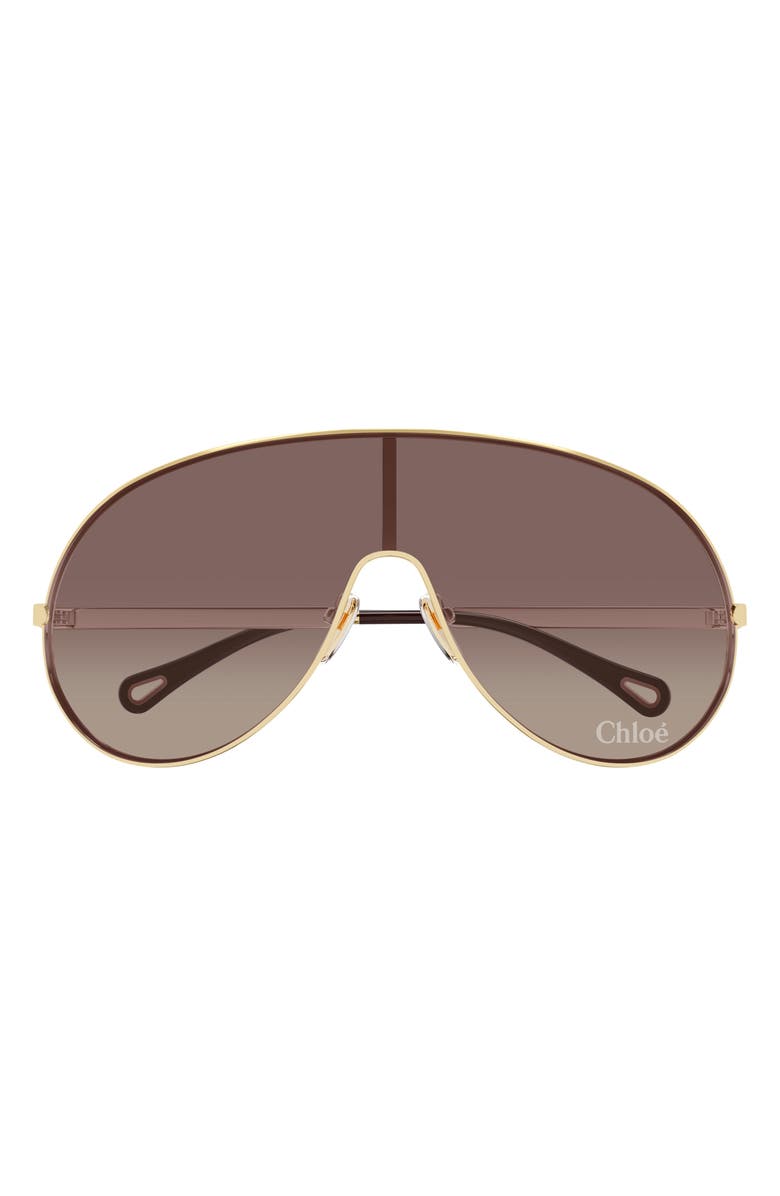 Chloé 99mm Gradient Mask Sunglasses, Main, color, Gold