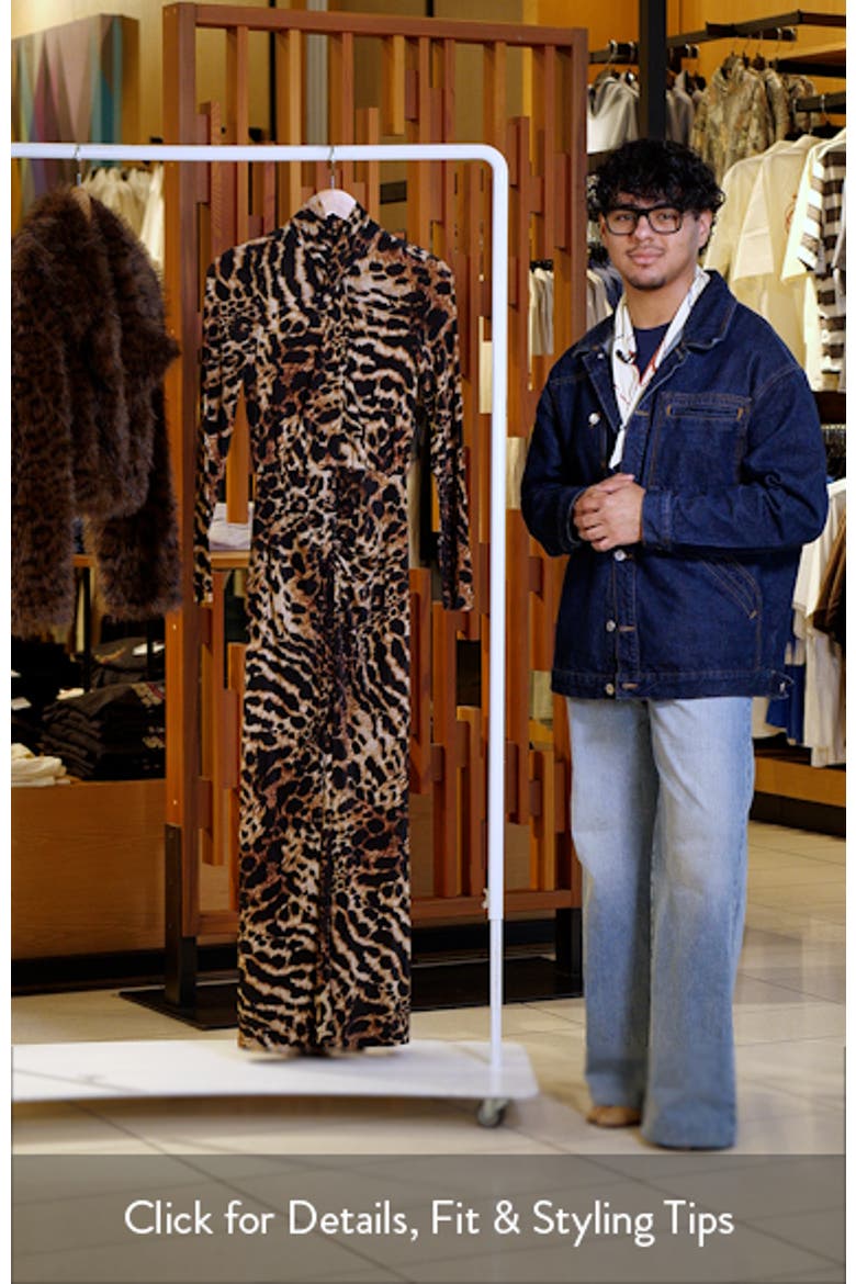 Mina Ruched Print Long Sleeve Maxi Dress video