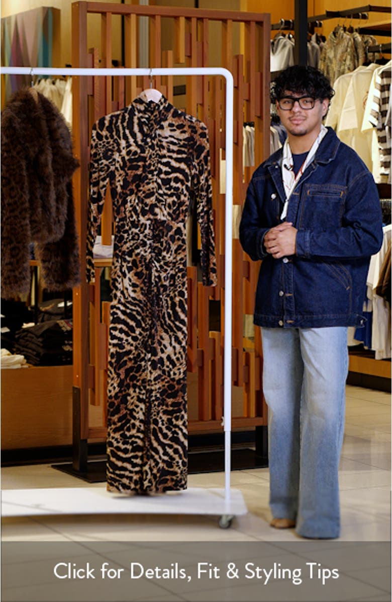 Mina Ruched Print Long Sleeve Maxi Dress, sales video thumbnail