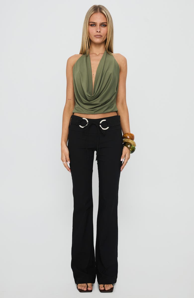 Princess Polly Carefree Days Plunge Cowl Neck Halter Top, Alternate, color, Khaki