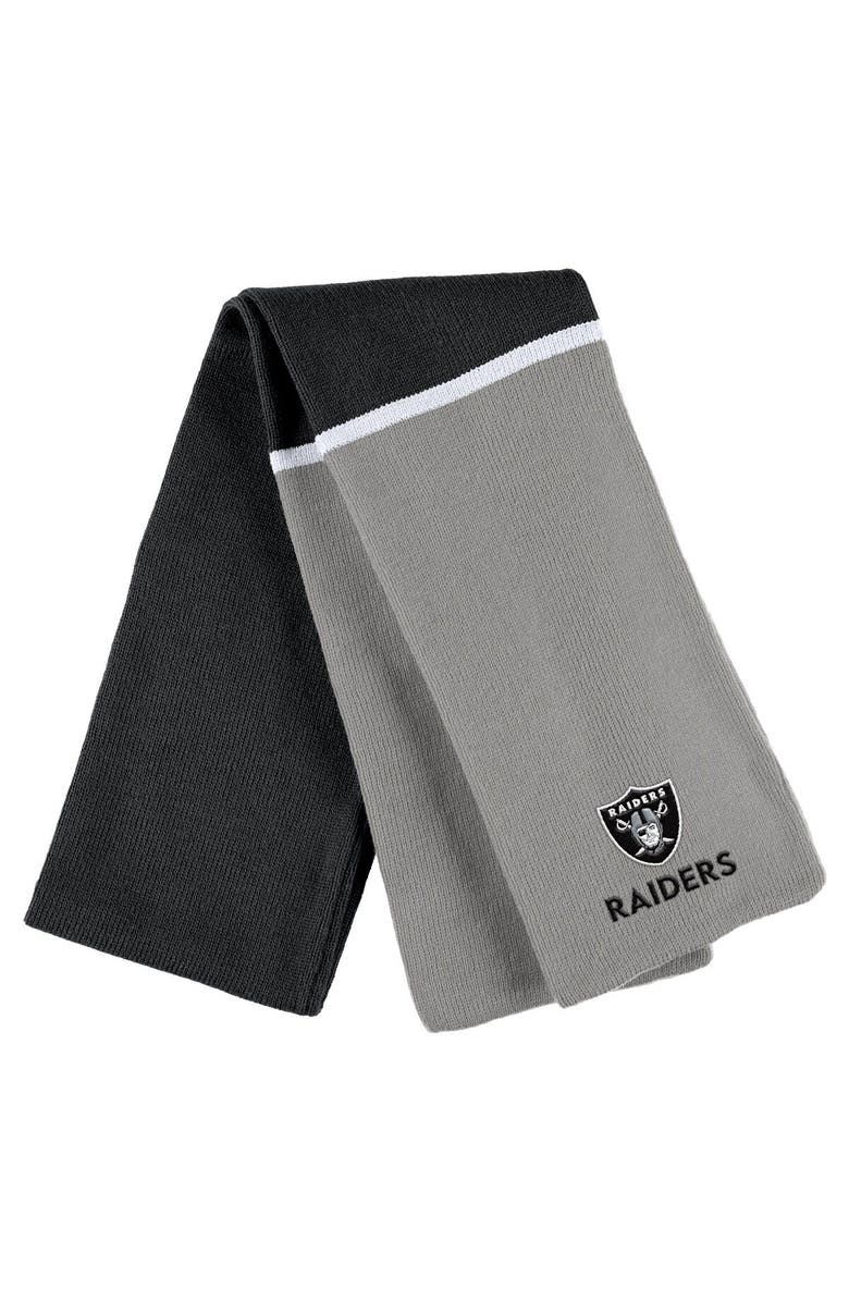 WEAR by Erin Andrews Women's WEAR by Erin Andrews Black Las Vegas Raiders Colorblock Cuffed Knit Hat with Pom and Scarf Set, Alternate, color, Black