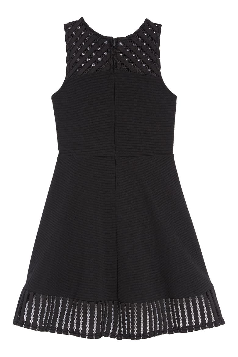 Twin Texture Skater Dress, Alternate, color, BLACK