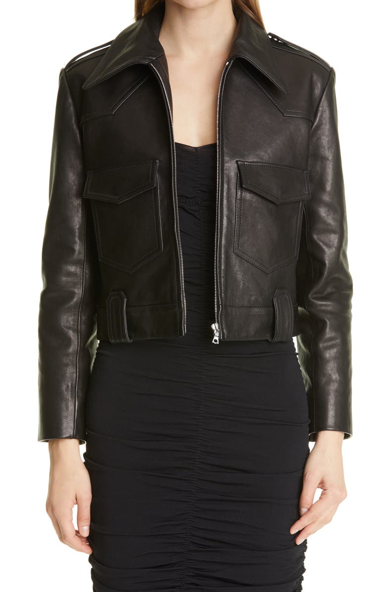 Khaite Corey Leather Jacket, Main, color, 