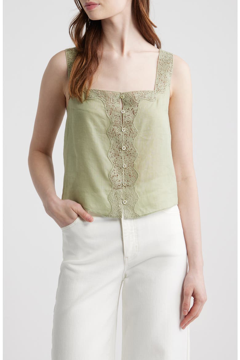 The Embroidered Crop Tank, Main, color, SAGE