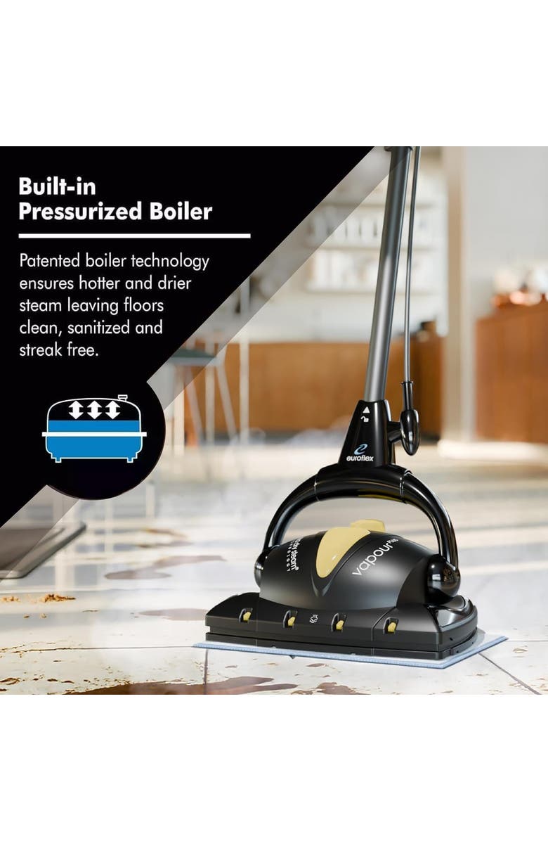 Euroflex Vapour Plus 18-Piece Steam Mop, Alternate, color, Black