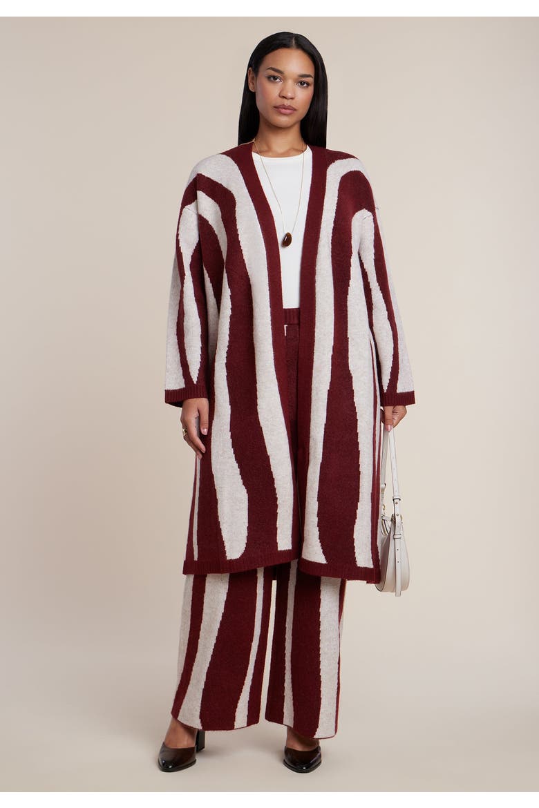 Intarsia Sweater Duster (plus), Main, color, MERLOT SPILLS
