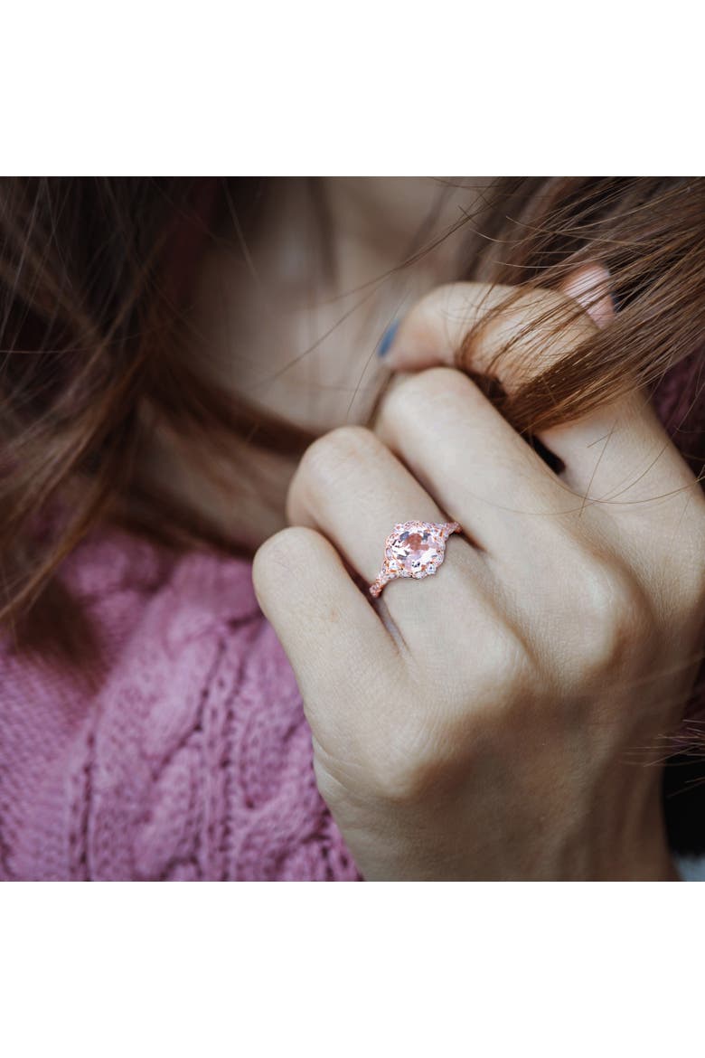 Morganite & White Sapphire Vintage Halo Ring, Alternate, color, Morganite