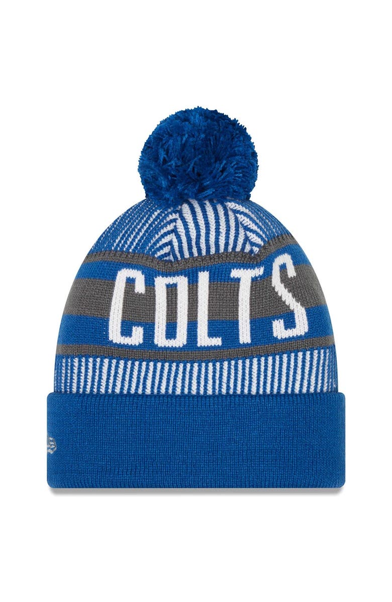 New Era Men's New Era Royal Indianapolis Colts Striped Cuffed Knit Hat with Pom, Alternate, color, Royal
