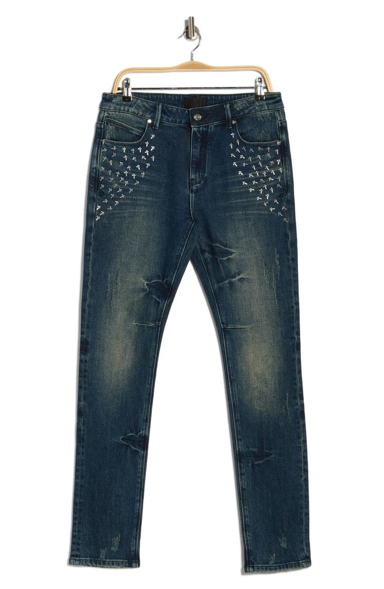 RtA Bryant Skinny Jeans, Main, color, Navy Aura