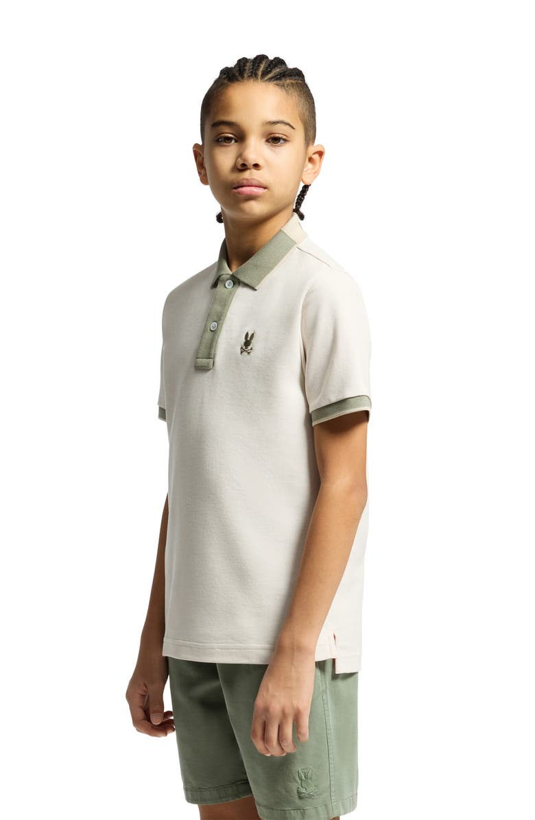 Psycho Bunny Kids' Thatcher Cotton Pique Polo, Alternate, color, Natural Linen