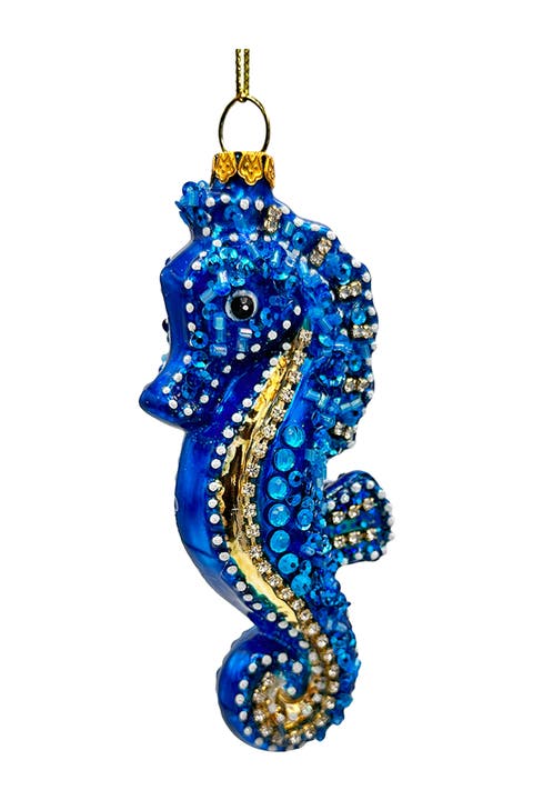 Jeweled Seahorse Glass Ornament