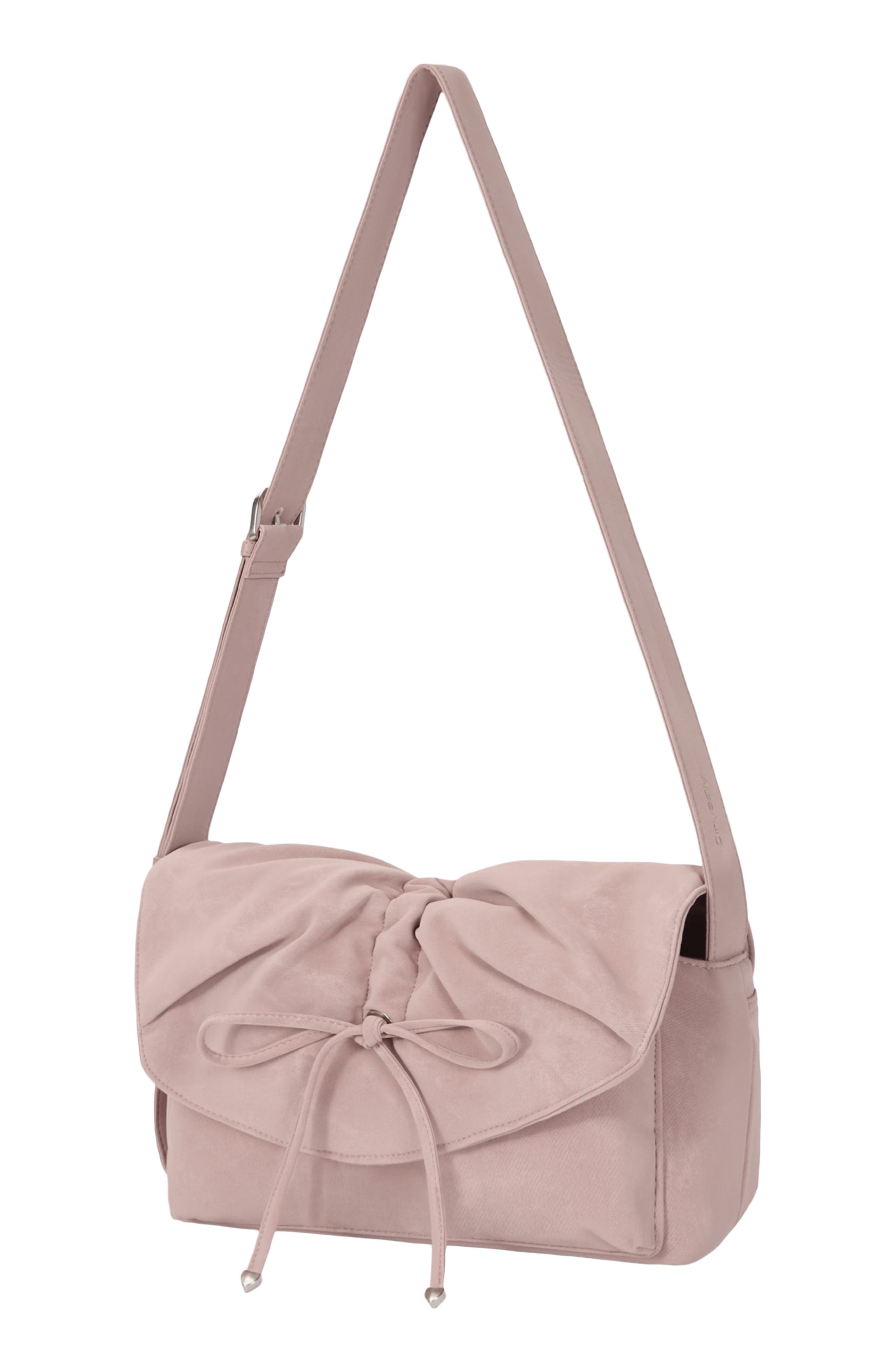 Small Ruched Flap Faux Suede Crossbody Bag, Alternate, color, DUSTY PINK