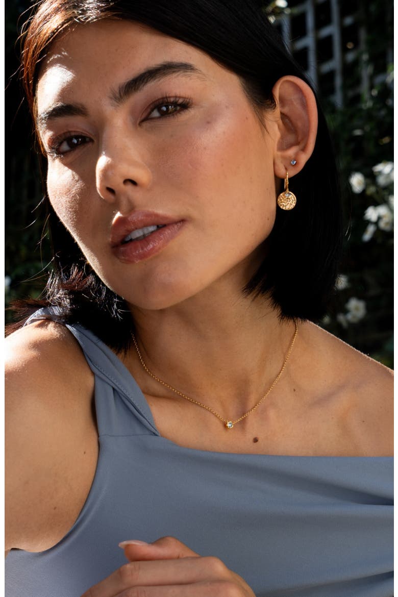 Aquamarine Round Dewdrop Pendant, Alternate, color, Yellow Gold Vermeil