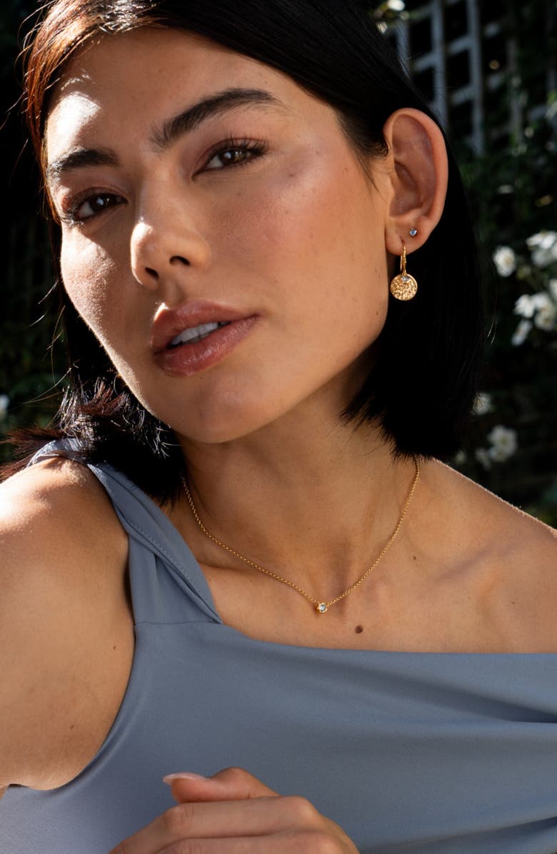 Dower & Hall Aquamarine Round Dewdrop Pendant, Alternate, color, Yellow Gold Vermeil