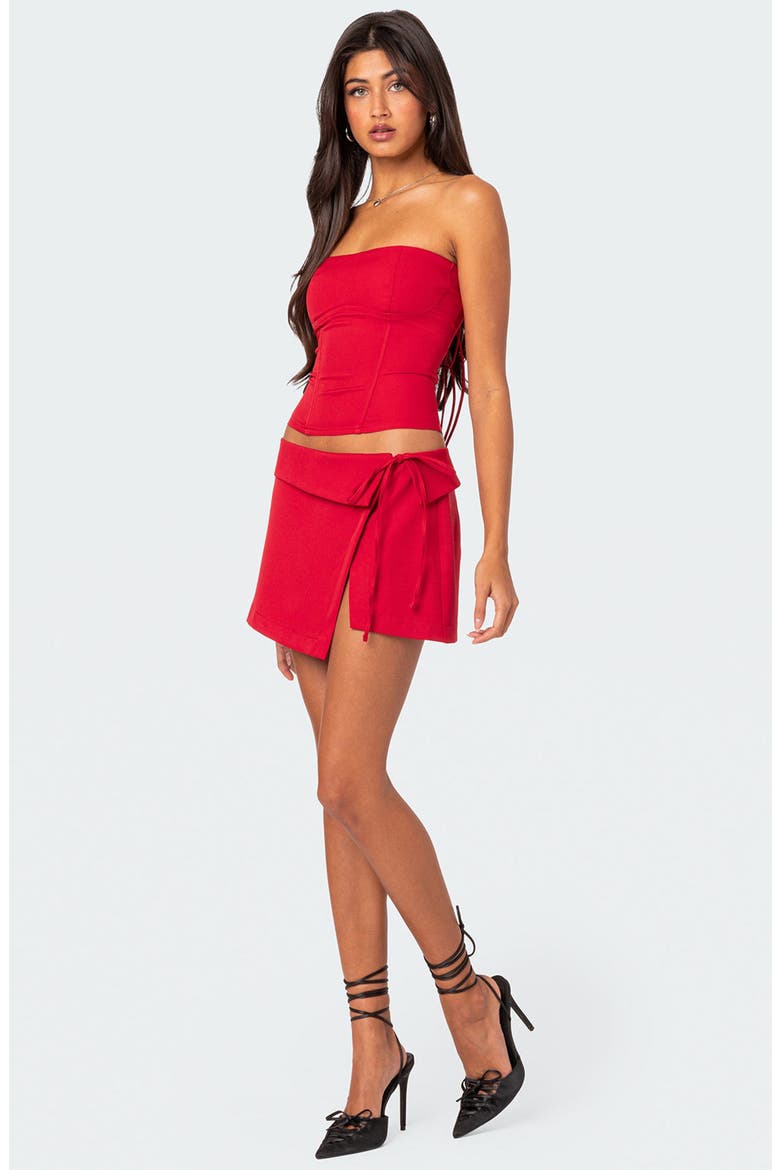 Selena Lace-Up Strapless Corset Top, Alternate, color, RED