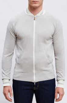 Emanuel Berg Merino Wool & Cotton Zip Cardigan