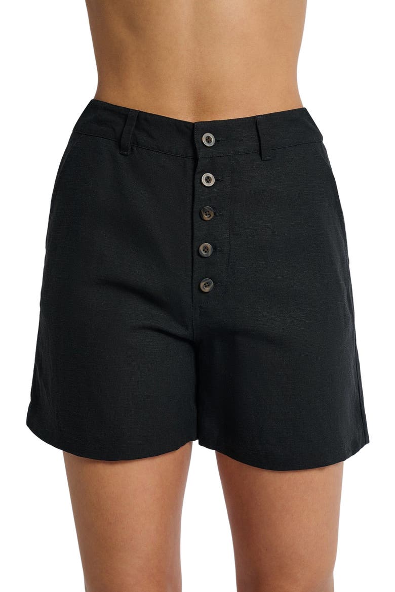 Air Linen Boyfriend Short, Alternate, color, BLACK