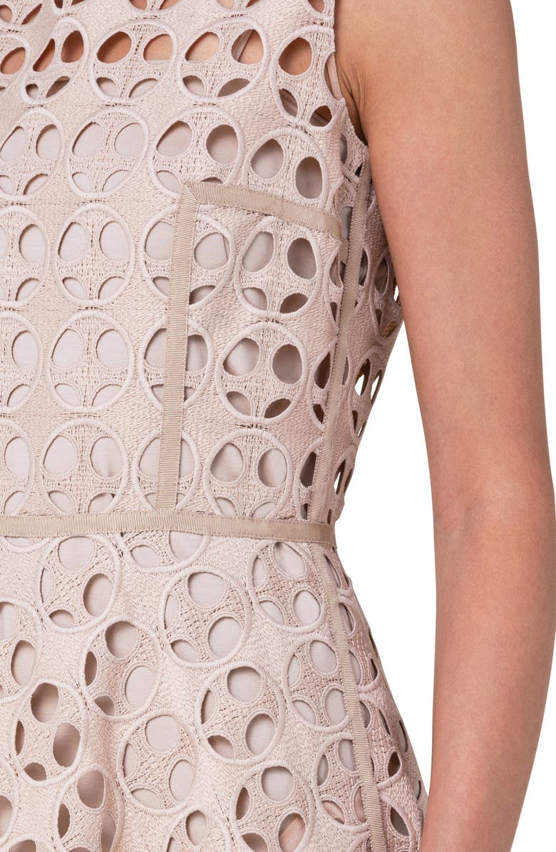 Akris punto Circle Cutout Sleeveless Midi Dress, Alternate, color, Sand