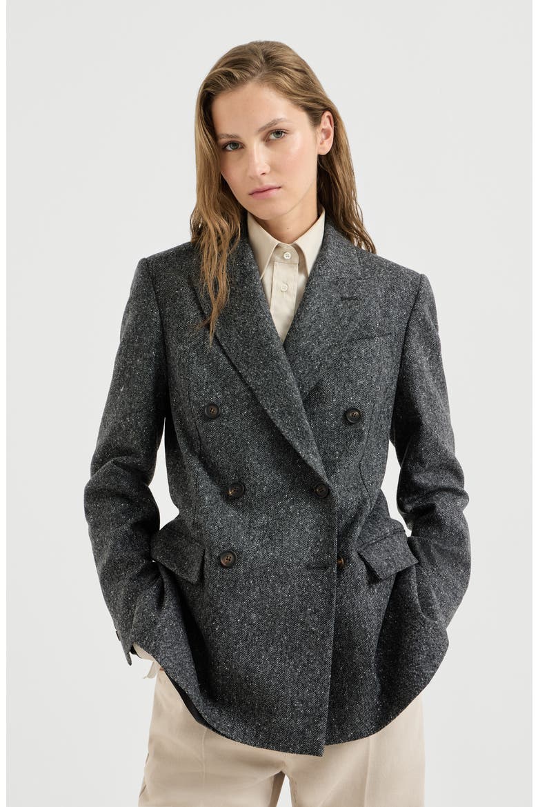 Virgin wool donegal blazer with monili, Main, color, Anthracite