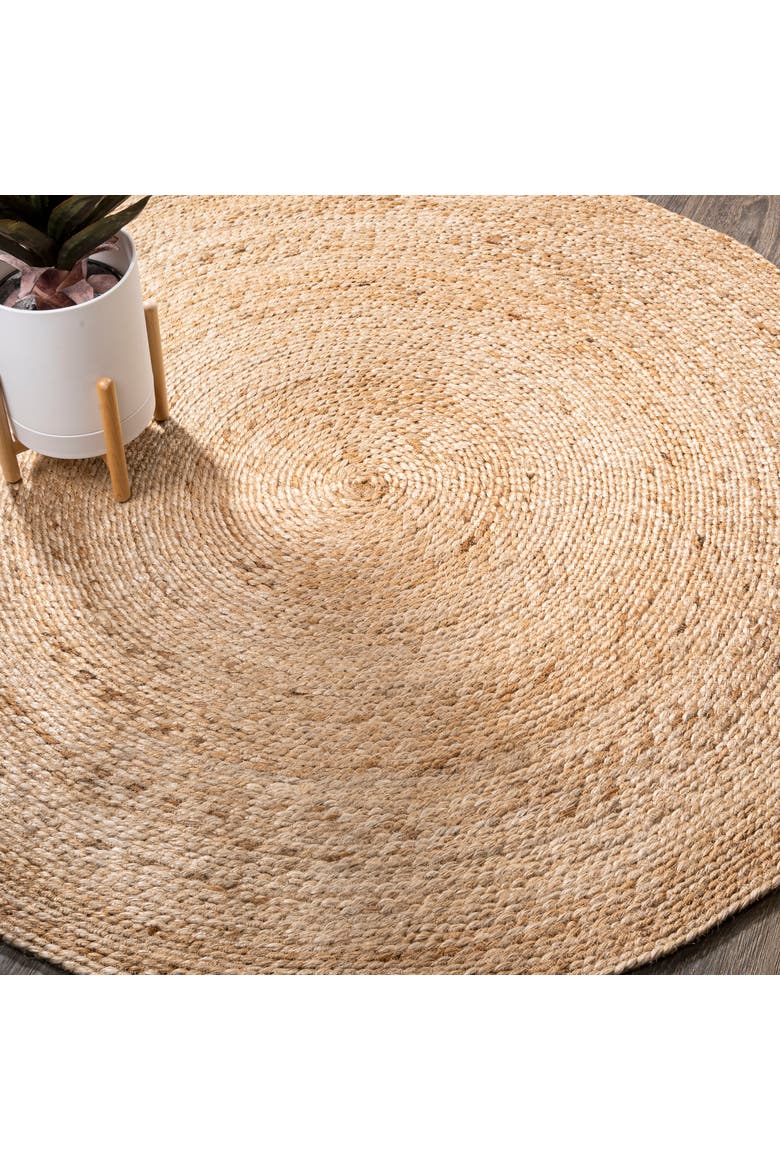 Soleil Round Natural Jute Braided Circle Natural Round Area Rug, Alternate, color, Natural