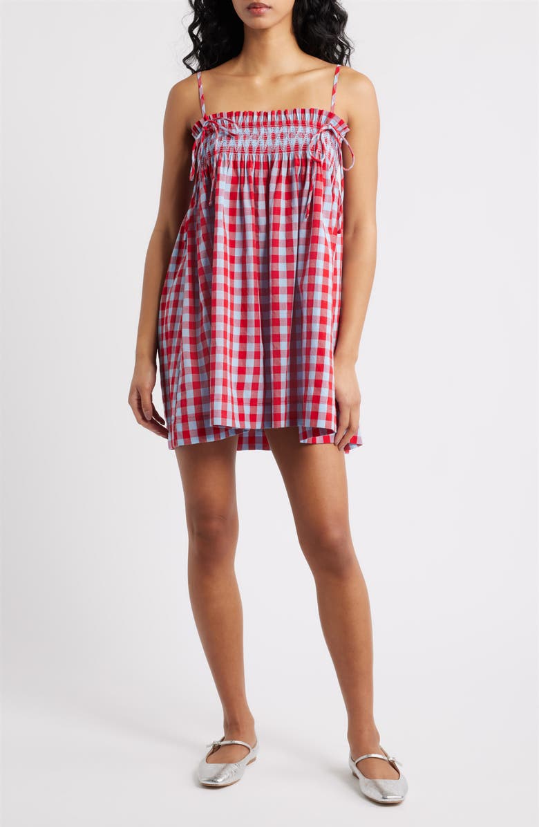 Damson Madder Lilo Plaid Minidress, Main, color, Blue/ Red