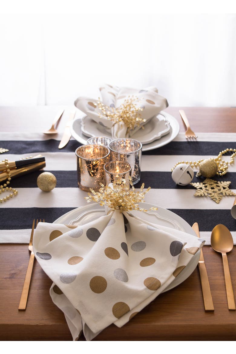 Dobby Stripe Table Runner 18x72", Alternate, color, Navy/White