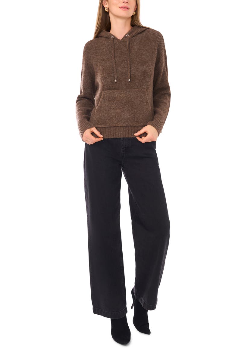 Waffle Stitch Hooded Sweater, Alternate, color, MEDIUM BROWN