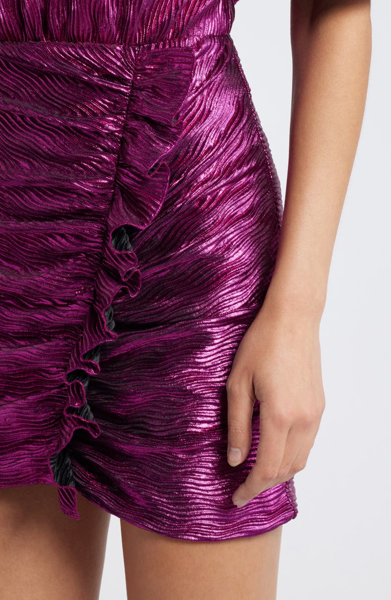 Saylor Axelle Metallic Ruffle Minidress, Alternate, color, Metallic Magenta