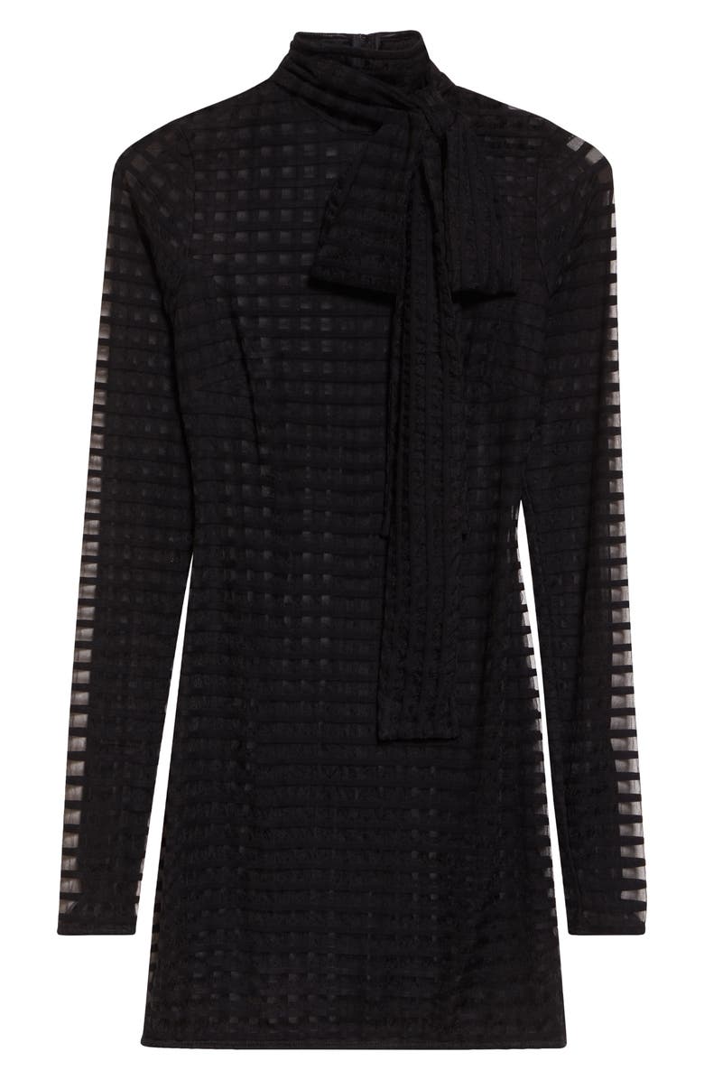 LaQuan Smith Cross Grain Long Sleeve Minidress, Alternate, color, Black