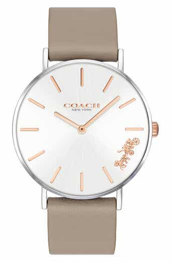 COACH Perry Leather Strap Watch, 36mm