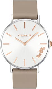 COACH Perry Leather Strap Watch, 36mm