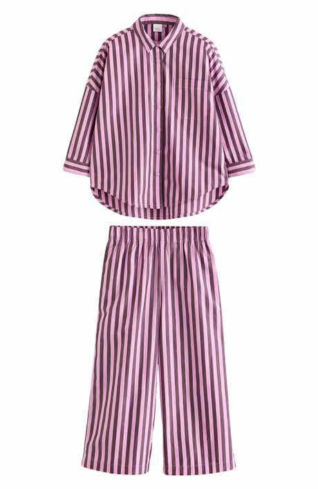 NEXT Kids' Stripe Cotton Button-Up Shirt & Pants Set