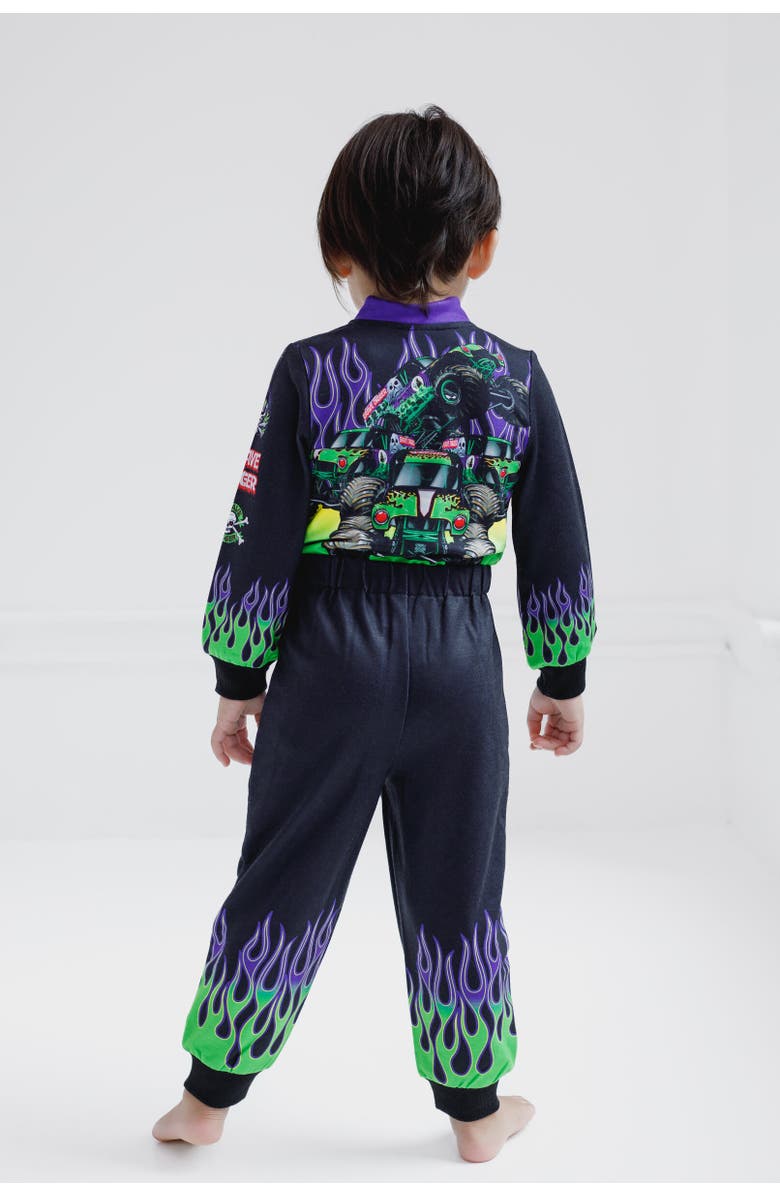 Monster Jam Zip-Up Coverall, Alternate, color, Black Grave Digger