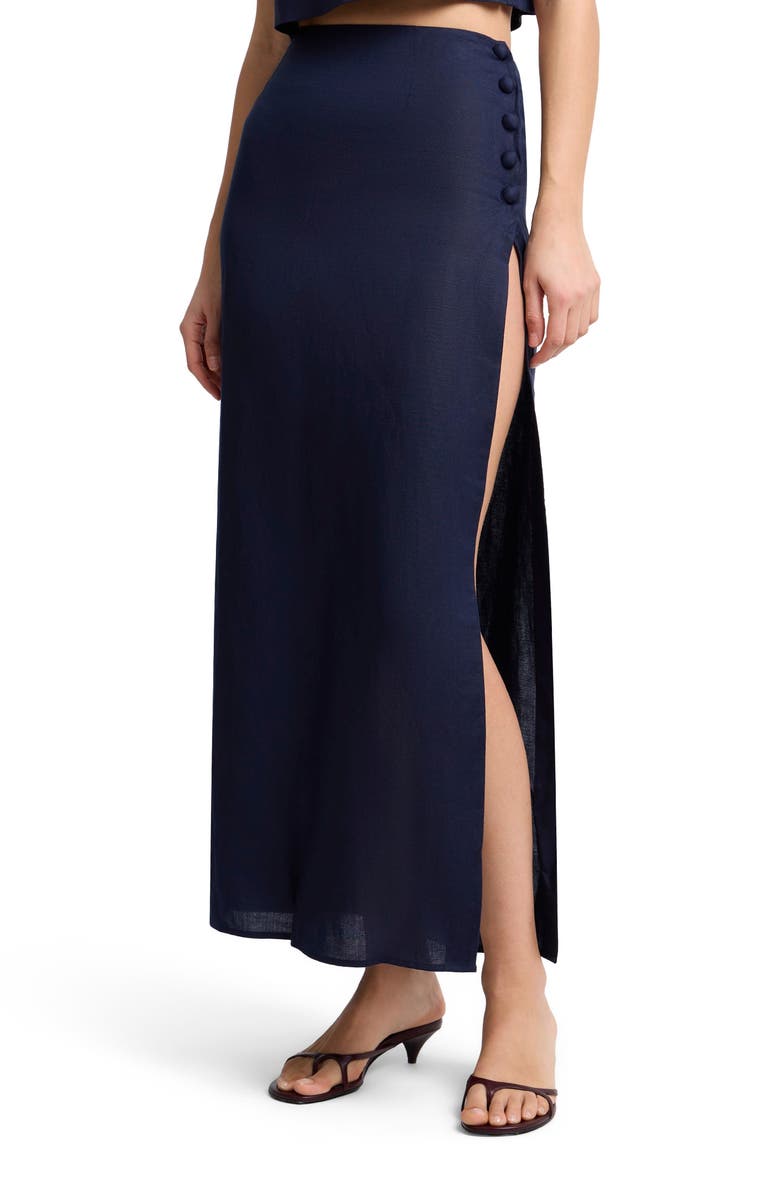 Onia High Slit Maxi Skirt, Alternate, color, Noir Navy