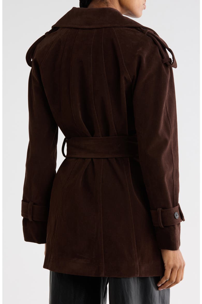 Drop Waist Faux Suede Trench Jacket, Alternate, color, CHOCOLATE