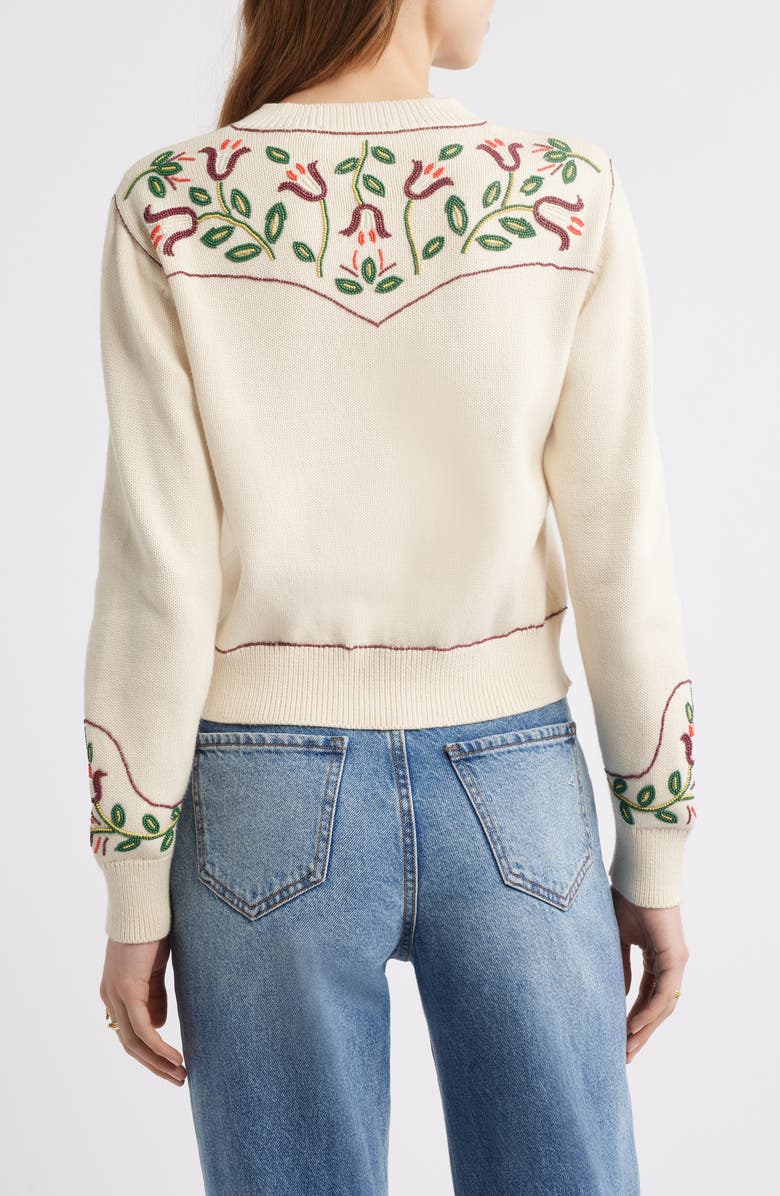 THE GREAT. The Western Beaded Cotton Cardigan, Alternate, color, 