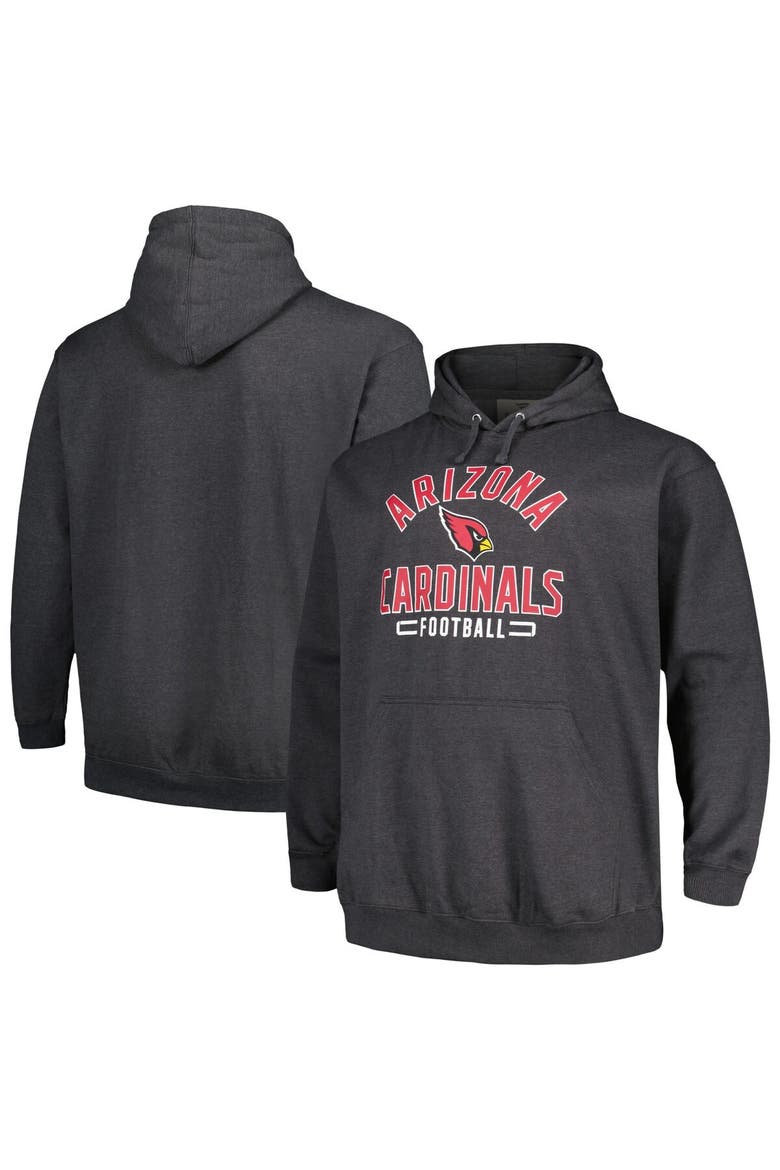 Men's Fanatics Branded Heather Charcoal Arizona Cardinals Big & Tall Pullover Hoodie, Alternate, color, Heather Charcoal