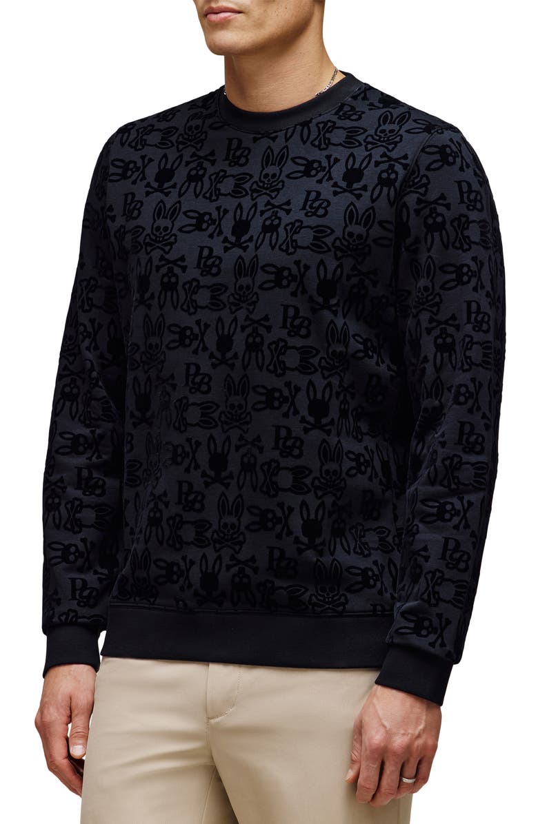 Psycho Bunny Reed Flocked Logo Sweatshirt, Alternate, color,