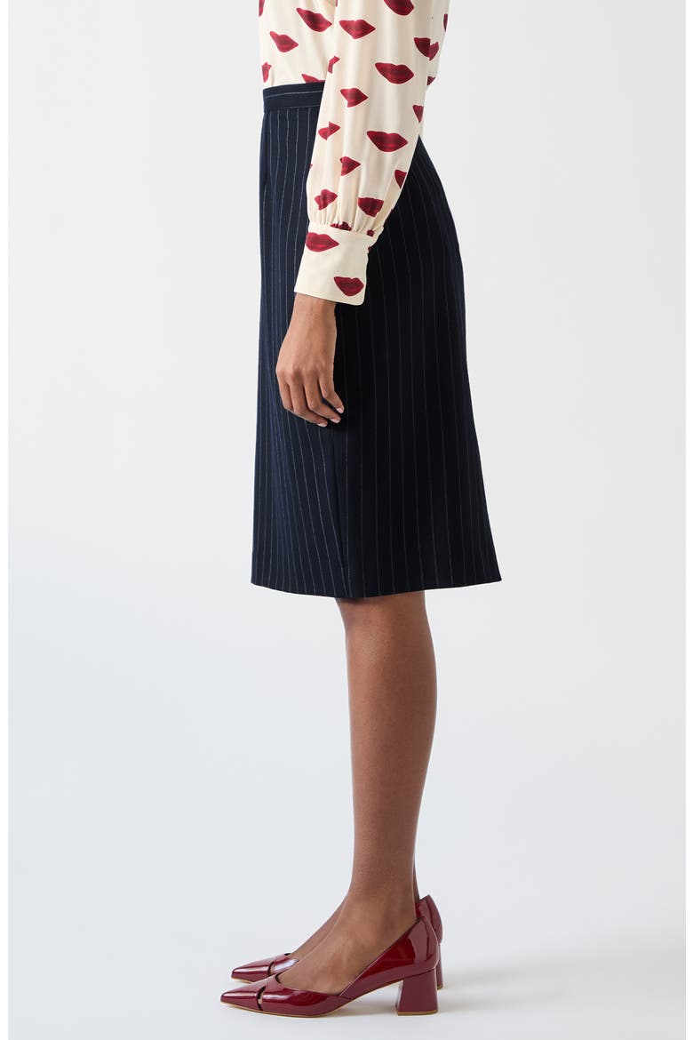 Bella Pin Stripe A-Line Skirt, Alternate, color, BLU-NAVY