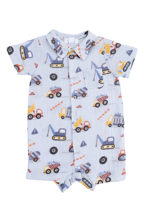 Crayon Construction Organic Cotton Muslin Polo Romper (Baby)
