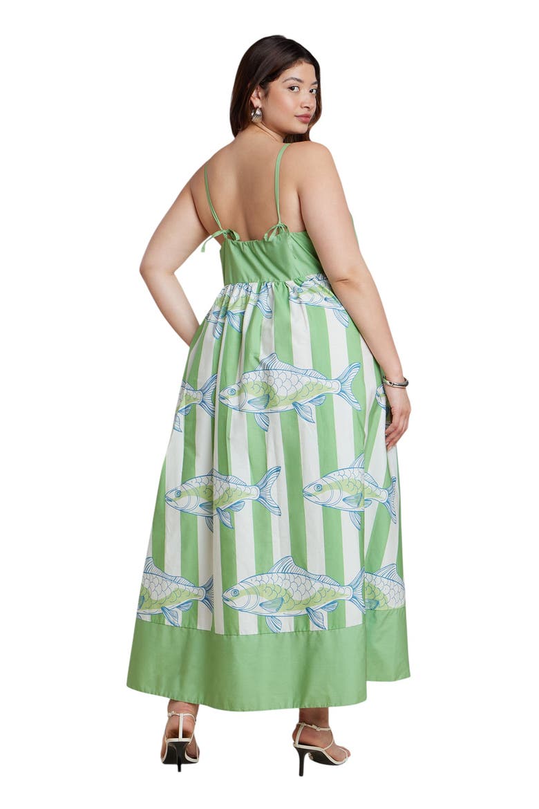 Printed Relaxed Maxi Dress, Alternate, color, SCHOOL OF FISH