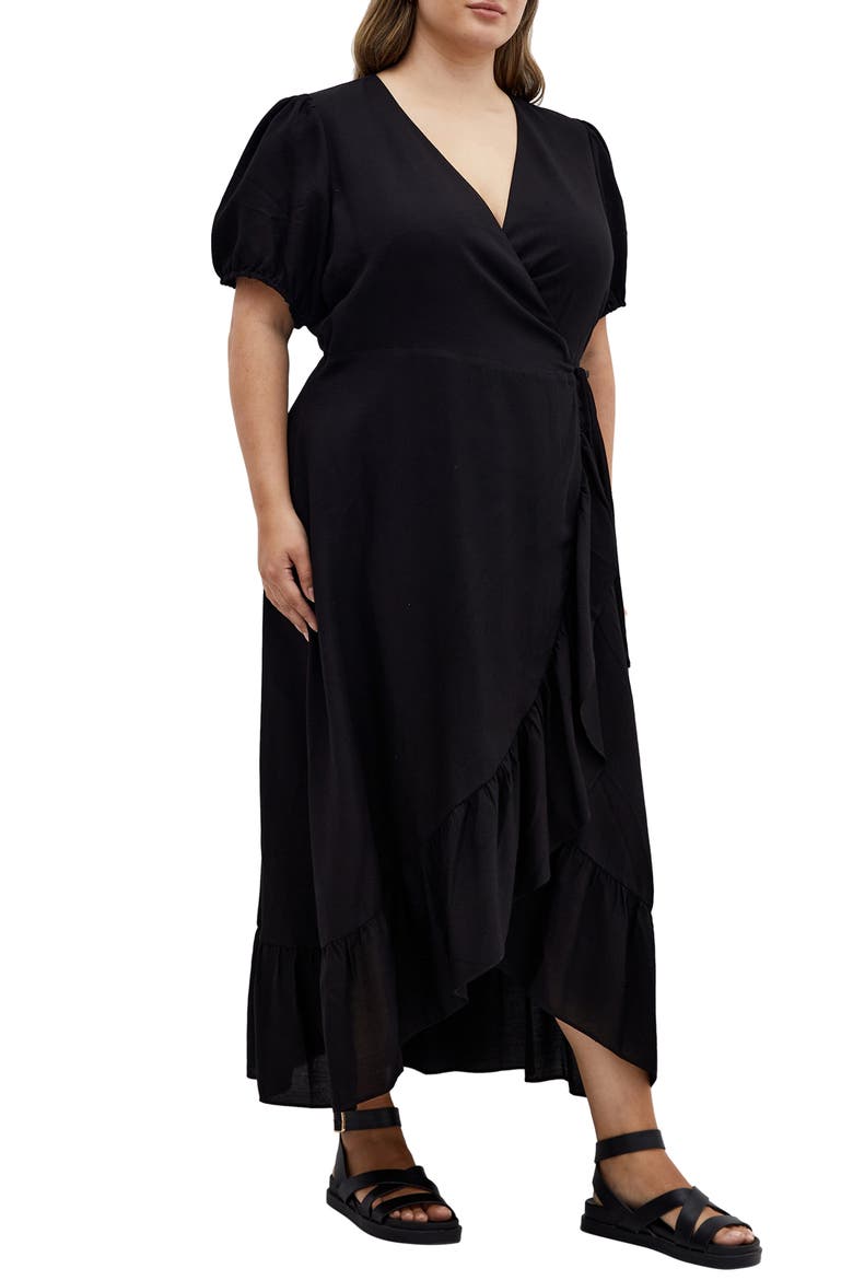 Sarina Maxi Wrap Dress, Alternate, color, BLACK