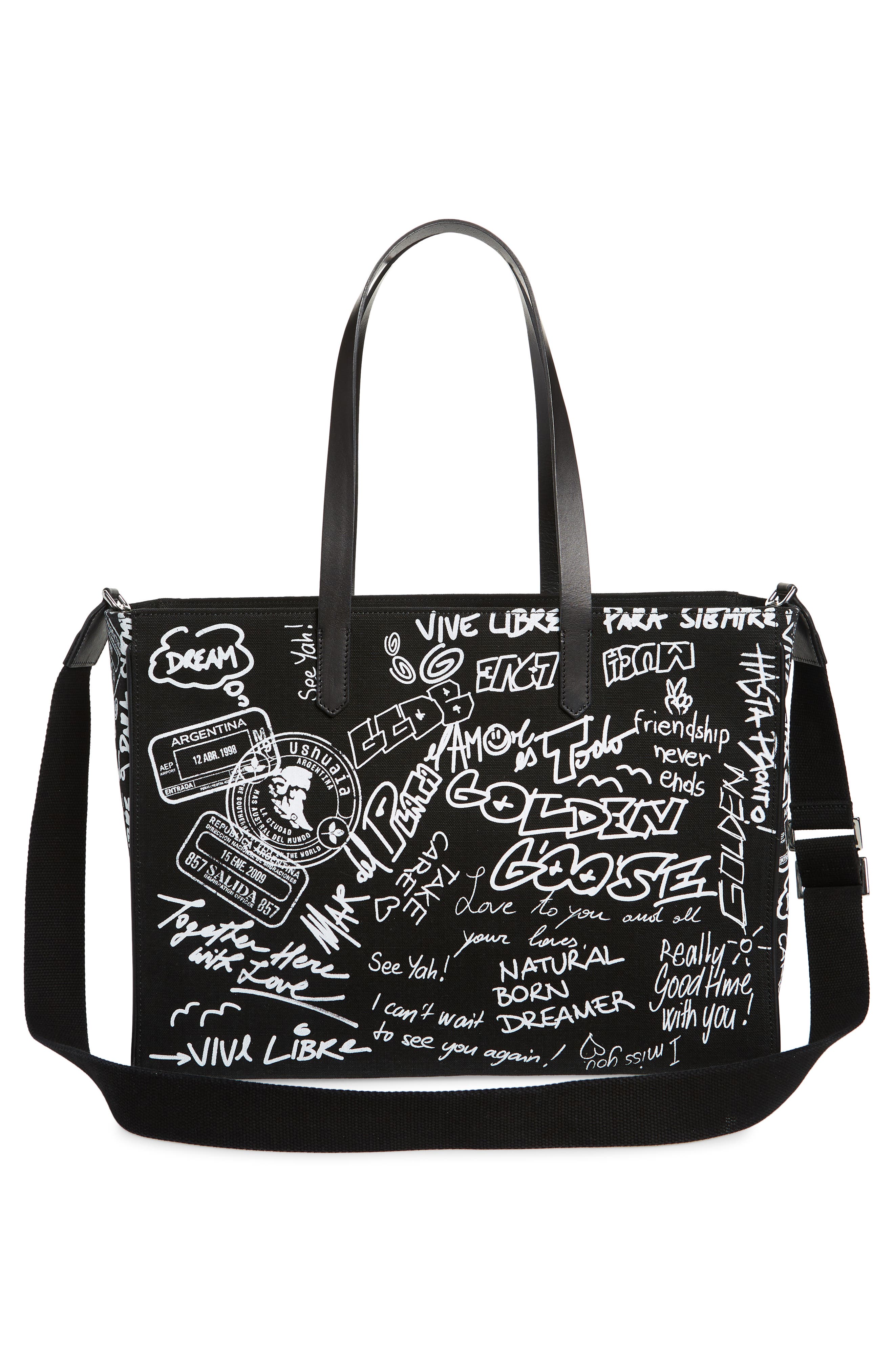 Golden Goose California East/West Graffiti Print Canvas Shopper Tote, Alternate, color, 