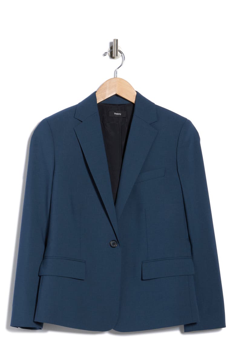 Theory Slim Fit Stretch Wool One Button Blazer, Alternate, color, Ash Blue