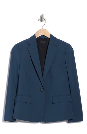 Theory Slim Fit Stretch Wool One Button Blazer In Blue