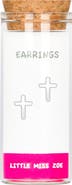 Little Miss Zoe Kids' Sterling Silver Cross Stud Earrings in Gift Bottle