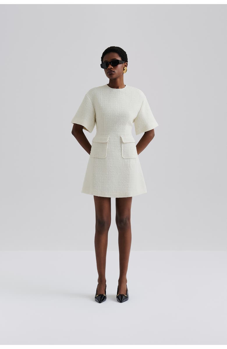 Malina Rayna Boucle Short Sleeve Mini Dress, Main, color, Vanilla