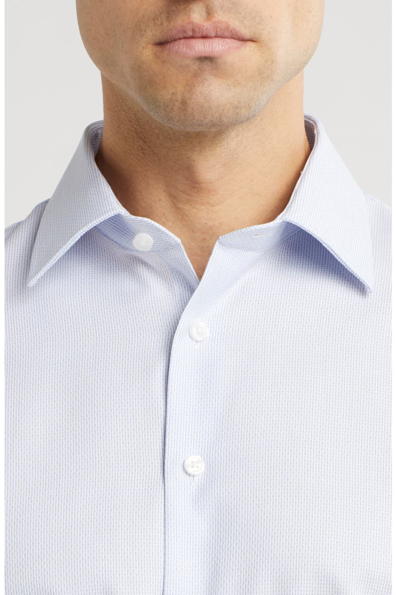 Trim Fit Premium Non-Iron Ticking Stripe Cotton Dress Shirt, Alternate, color, BLUE TICKING STRIPE